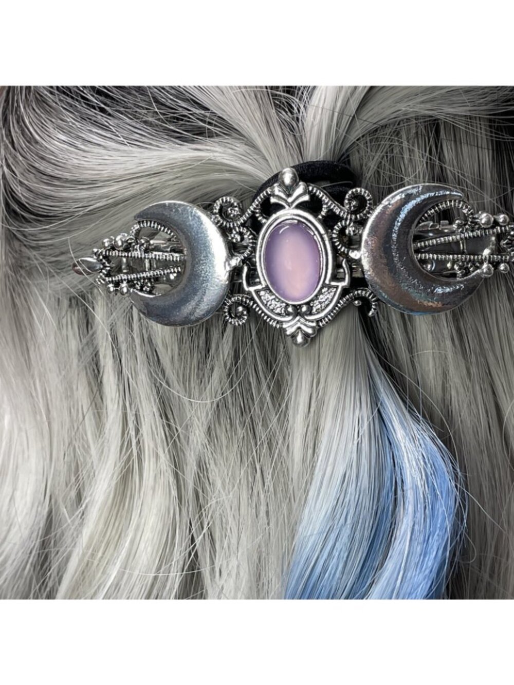 Festival Silver Purple Witch Crescent Celti Moon magic Spell Love Hair Clip Comb - Picture 11 of 12